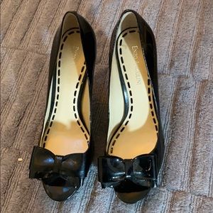 Black Patent Leather Heels with Bows